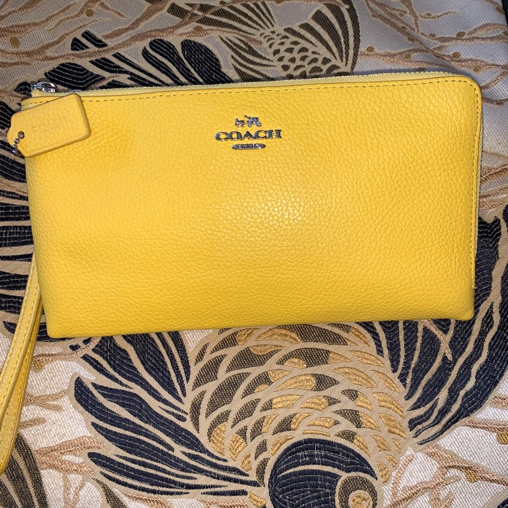 Coach Double Zipper Clutch - Bright Yellow